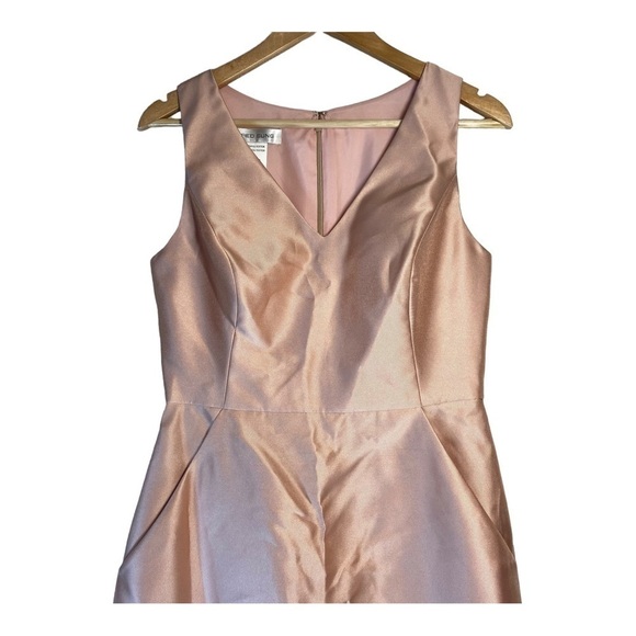 Alfred Sung Toasted Sugar Pink Sleeveless V-Neck Satin Dress NWT - Picture 3 of 9